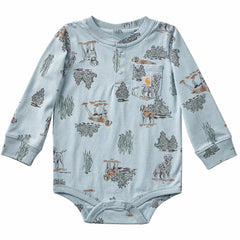 Boys' Long Sleeve Printed Henley Bodysuit (Baby)