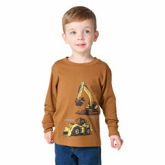 Boys' Long Sleeve Construction Vehicle T-Shirt (Toddler/Child)