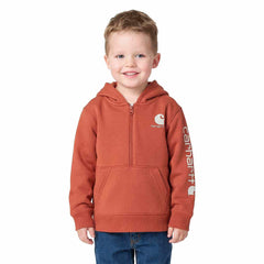 Boys' Long Sleeve Half-Zip Hooded Logo Sweatshirt (Baby/Toddler)
