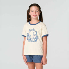 Girls' Short Sleeve Floral "C" Ringer T-Shirt (Child/Toddler/Youth)
