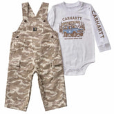 Boys' 2-Piece Long Sleeve Bodysuit & Printed Canvas Overall Set (Baby)