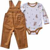 Girls' 2-Piece Long Sleeve Printed Bodysuit & Canvas Overall Set (Baby)