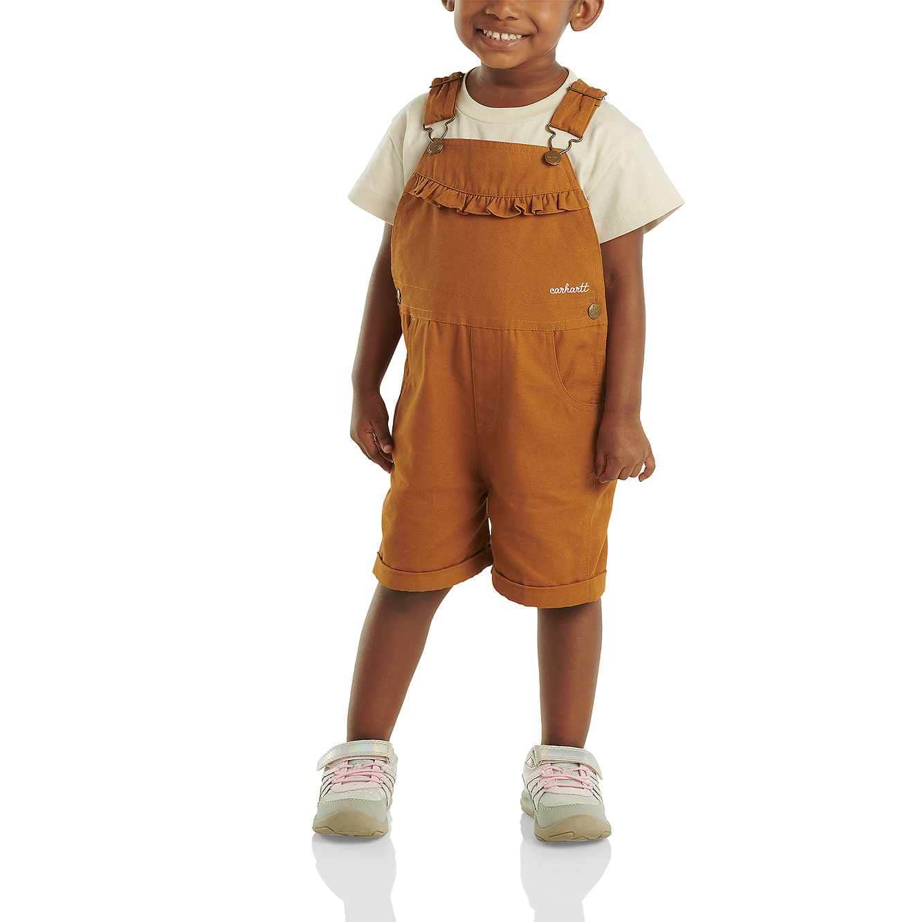 Girls' Canvas Ruffle Front Shortall (Baby/Toddler)