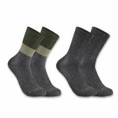 Midweight Synthetic-Wool Blend Colorblock Crew Sock 2-Pack