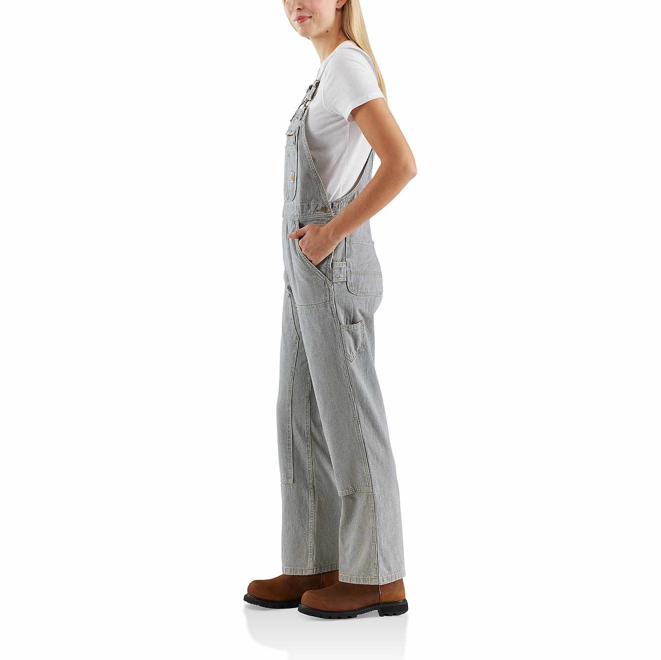 Women's Railroad Stripe Denim Bib Overall