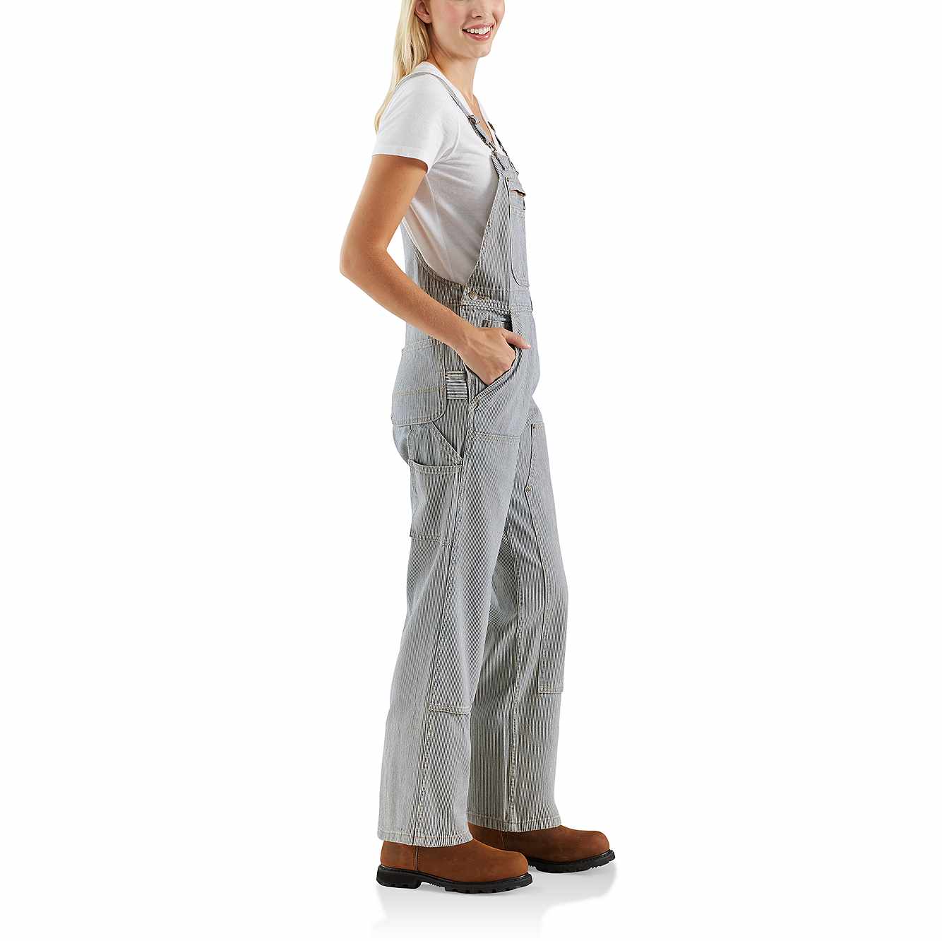 Women's Railroad Stripe Denim Bib Overall