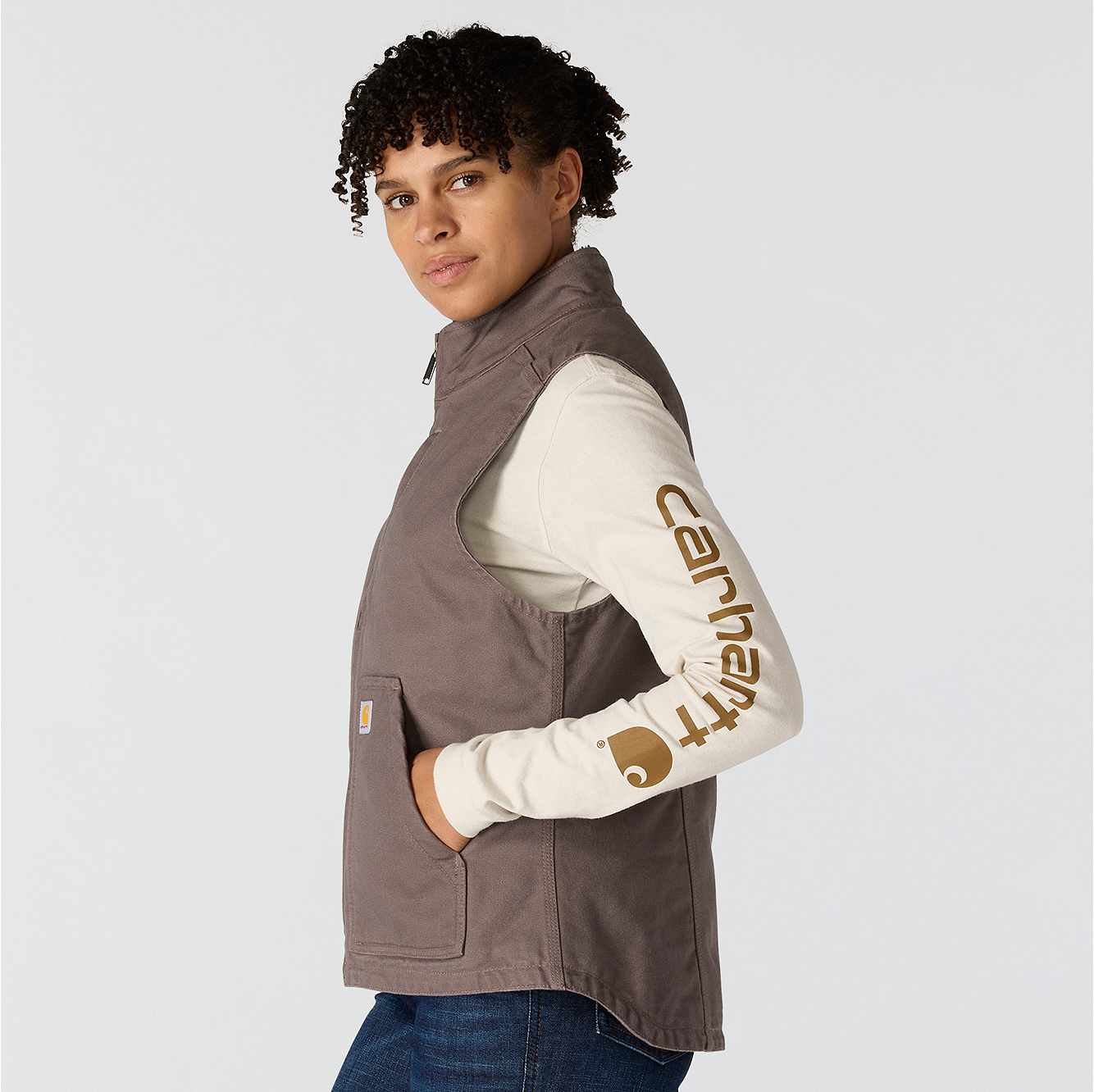 Women's Washed Duck Mock Neck Vest