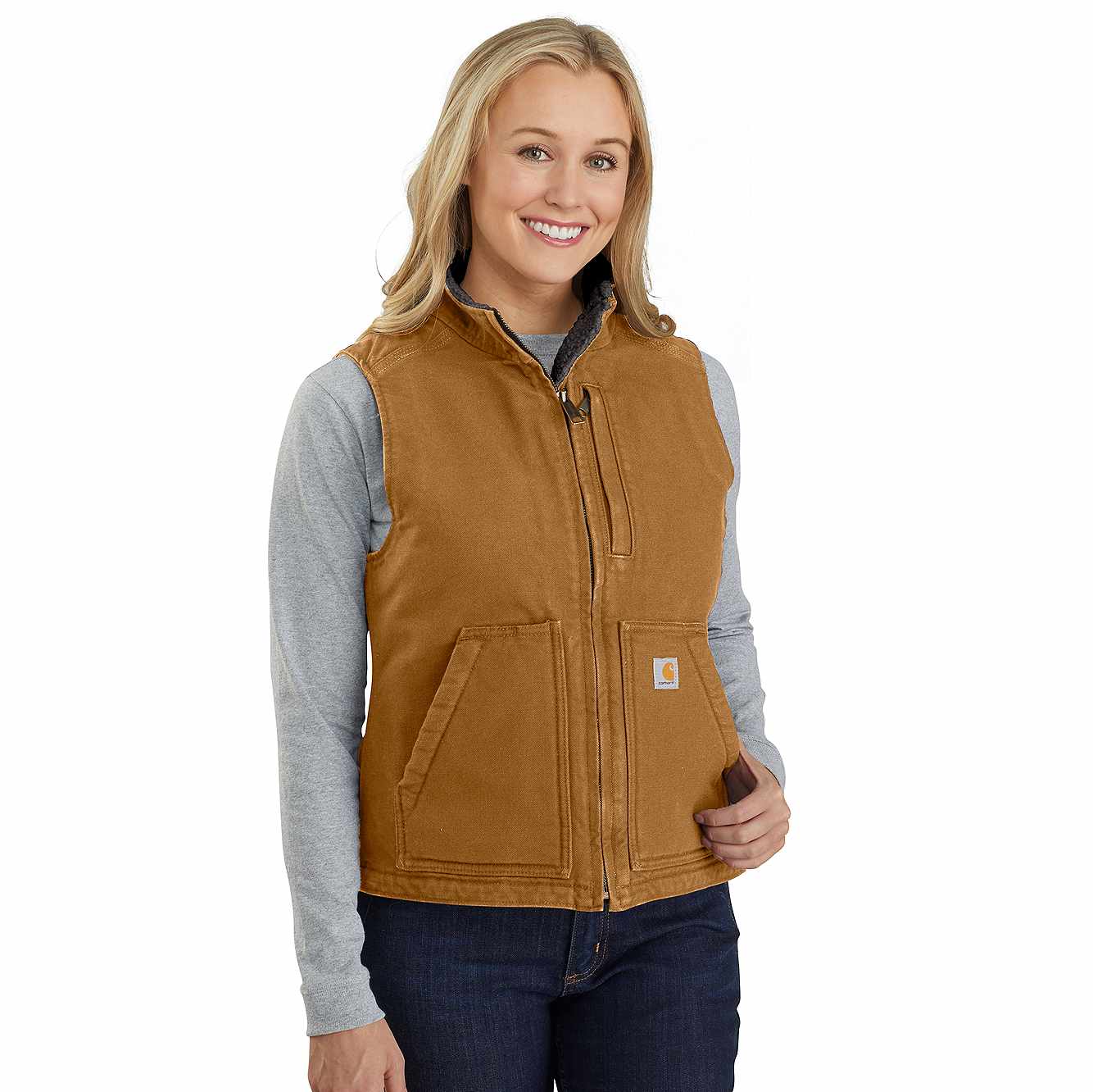 Women's Washed Duck Mock Neck Vest