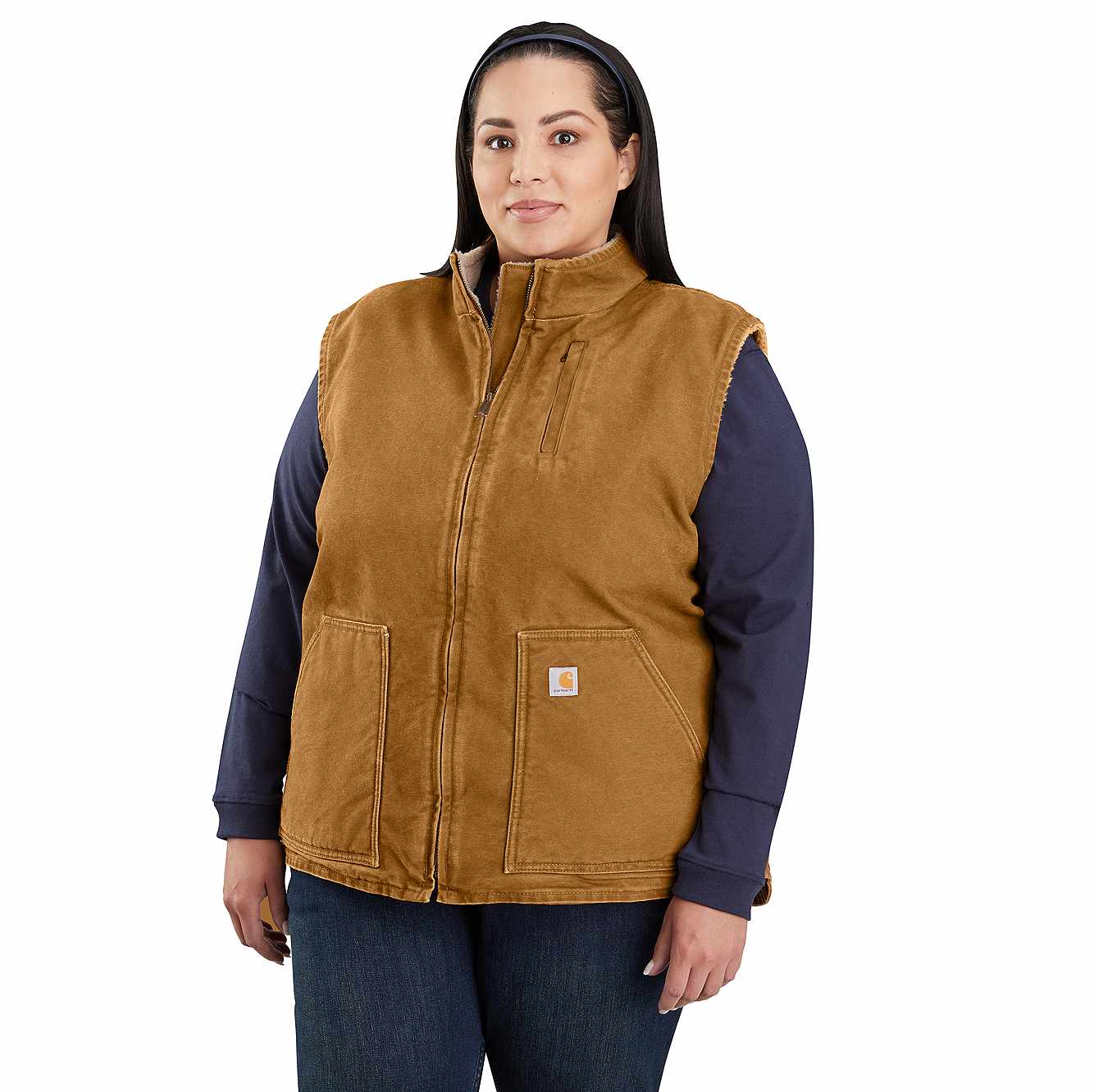 Women's Washed Duck Mock Neck Vest