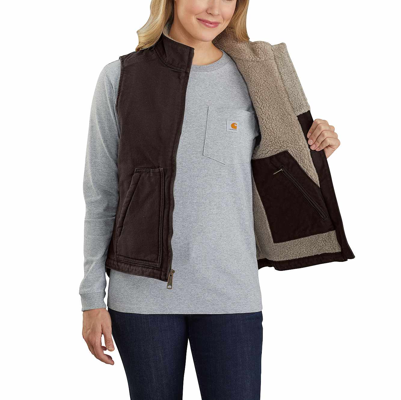 Women's Washed Duck Mock Neck Vest