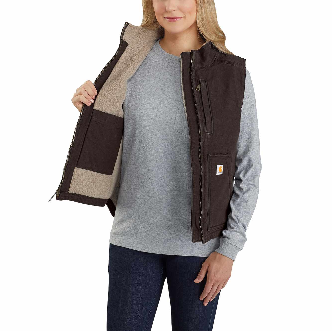 Women's Washed Duck Mock Neck Vest