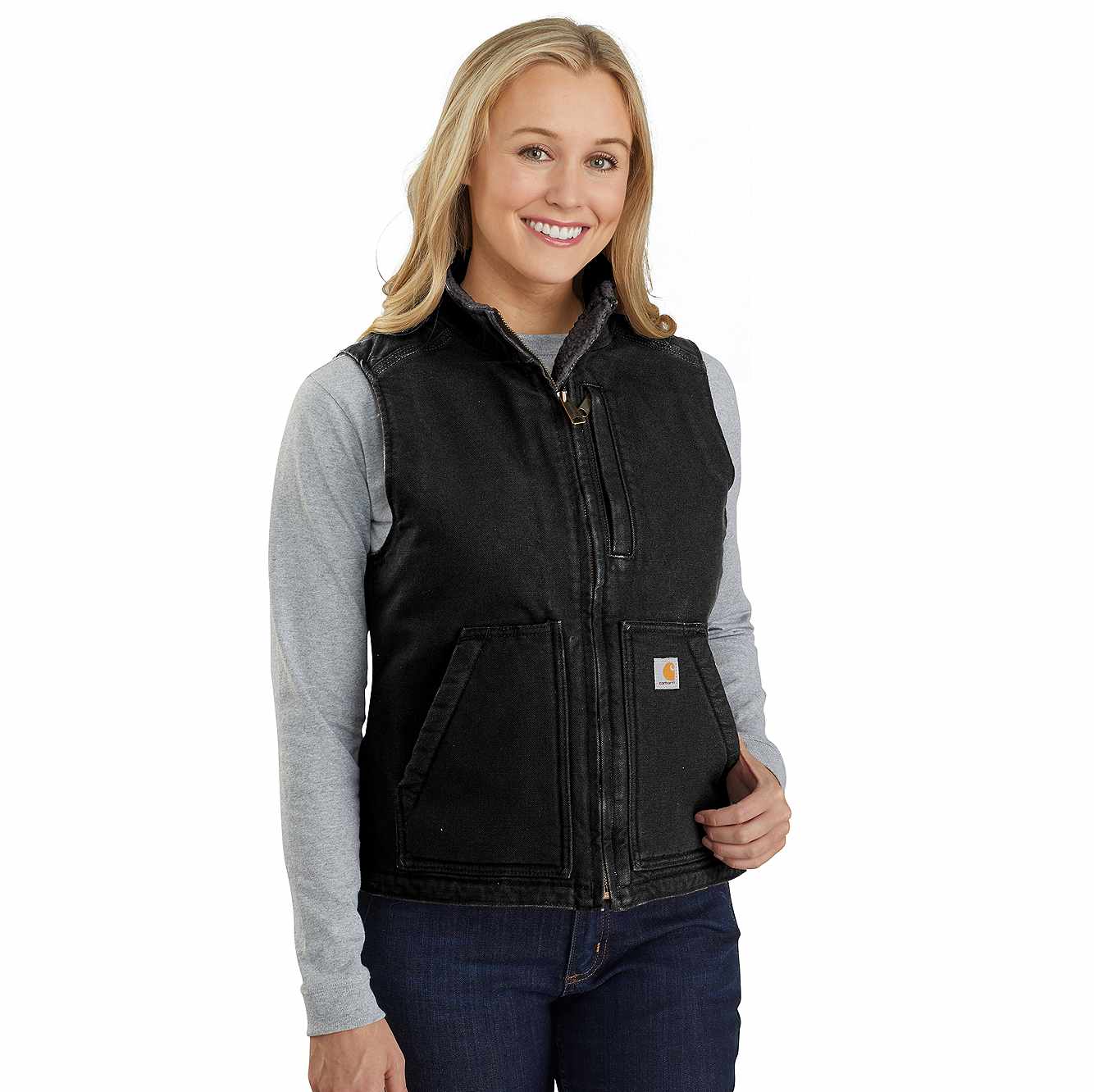 Women's Washed Duck Mock Neck Vest