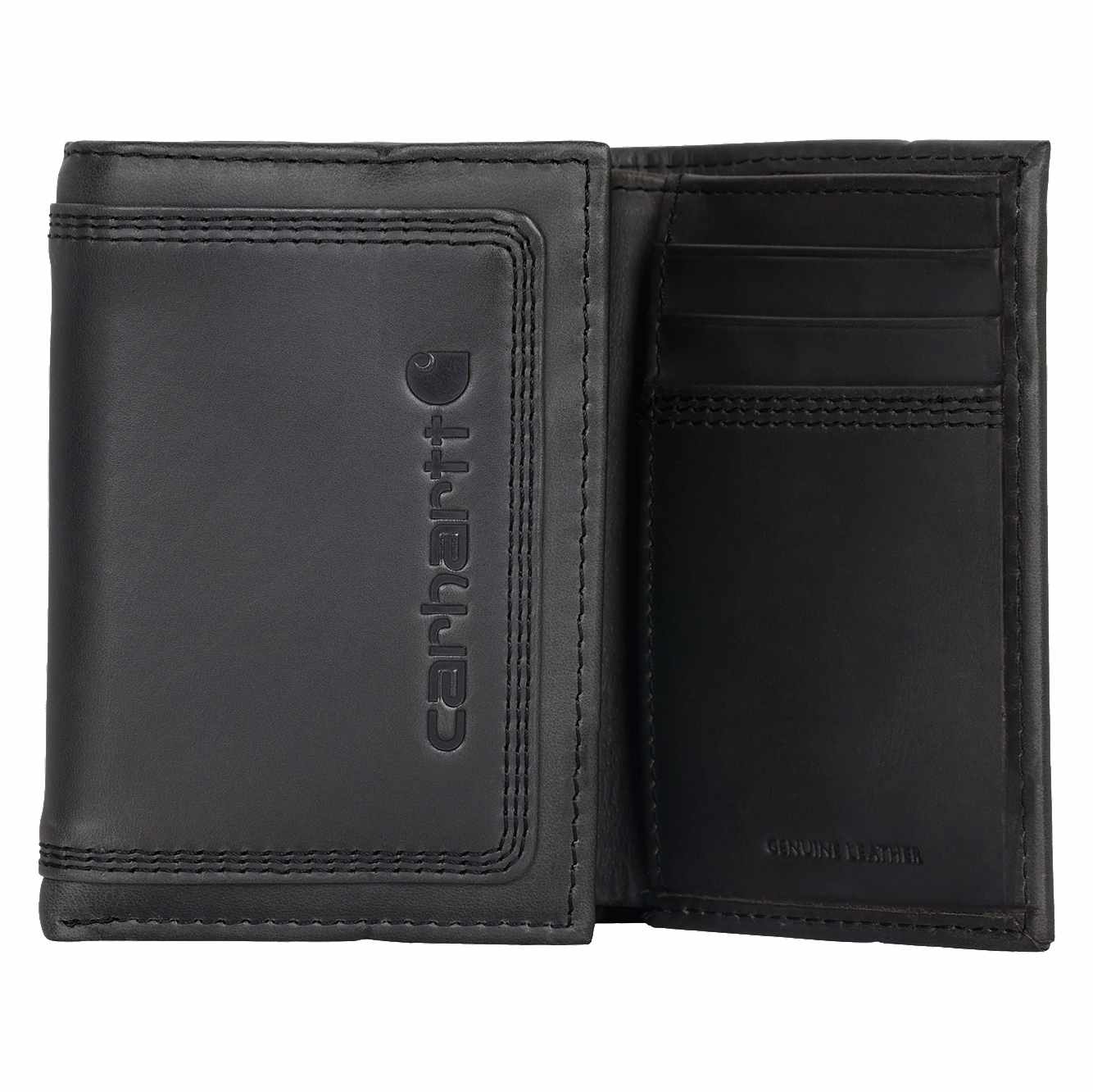 Leather Triple-Stitched Trifold Wallet