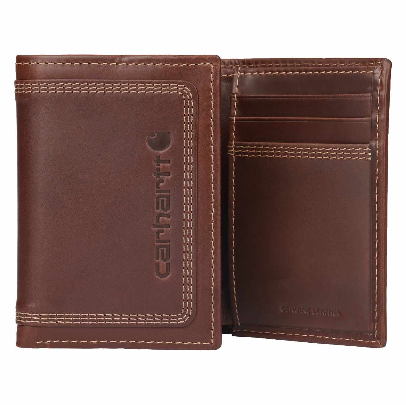 Leather Triple-Stitched Trifold Wallet