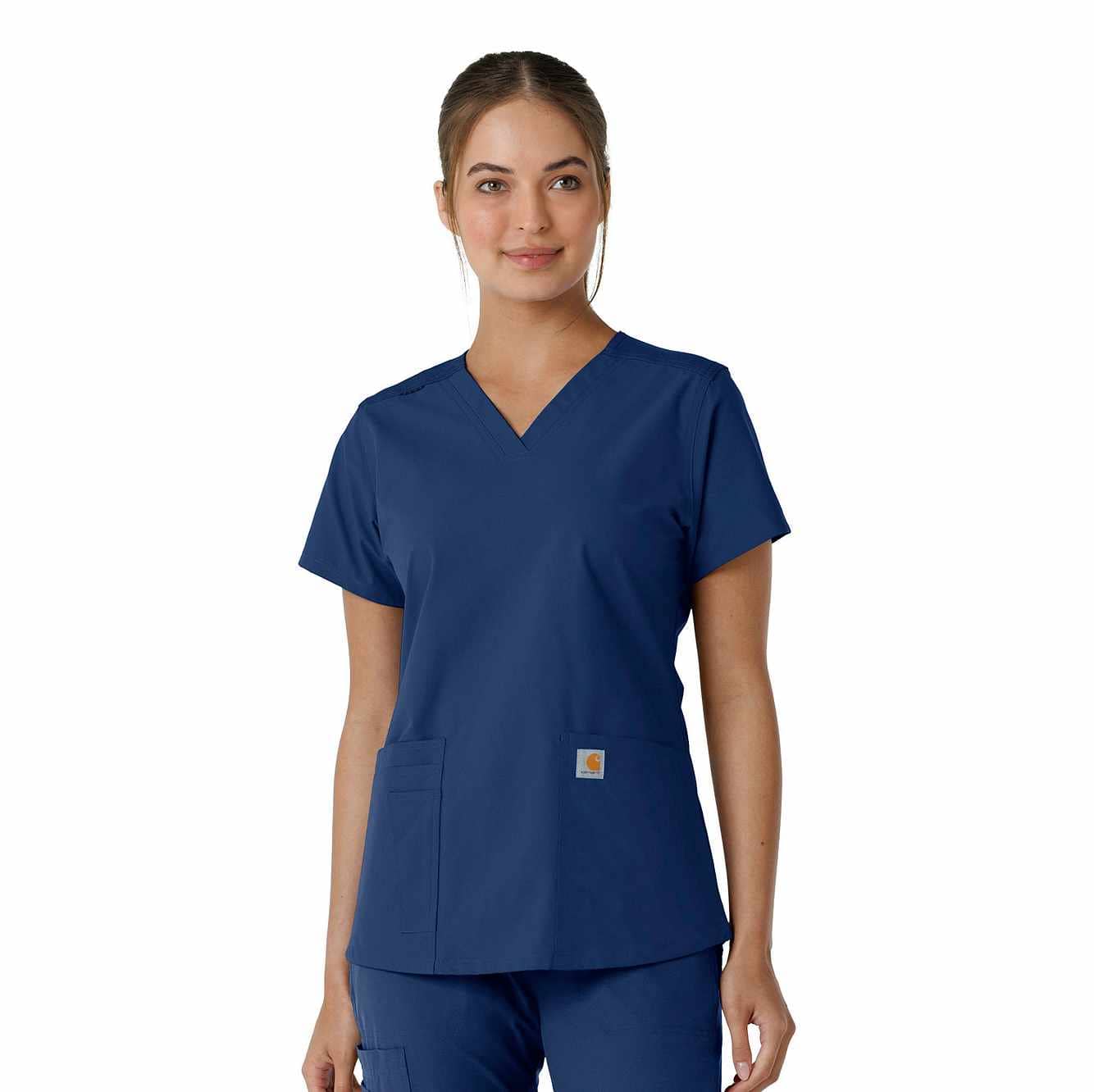Women's Force Essentials V-Neck Knit Panel Scrub Top