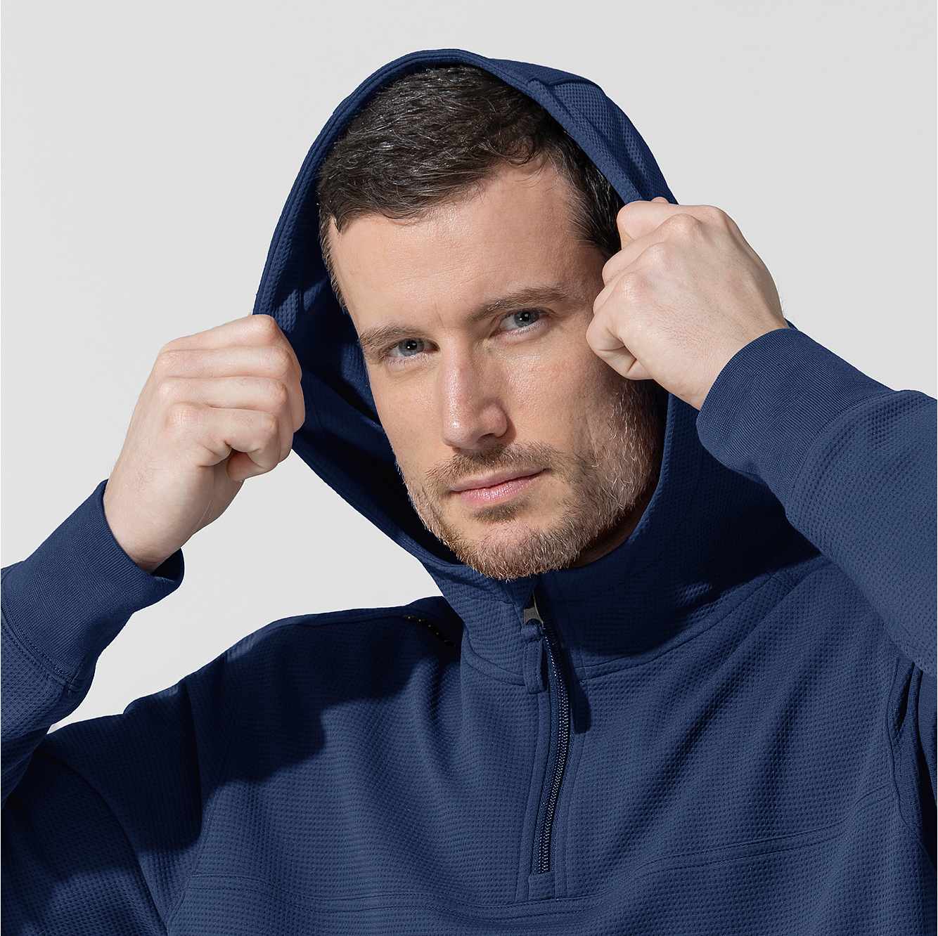 Layers Quarter Zip Waffle Hoodie