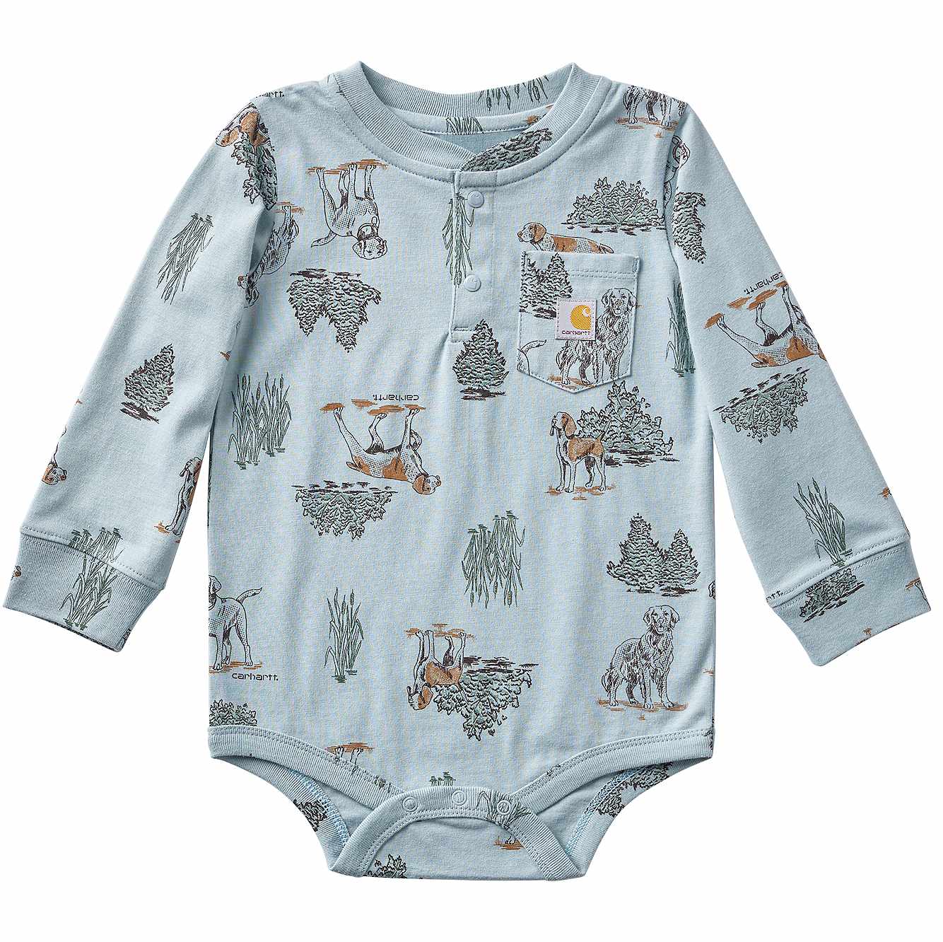 Boys' Long Sleeve Printed Henley Bodysuit (Baby)