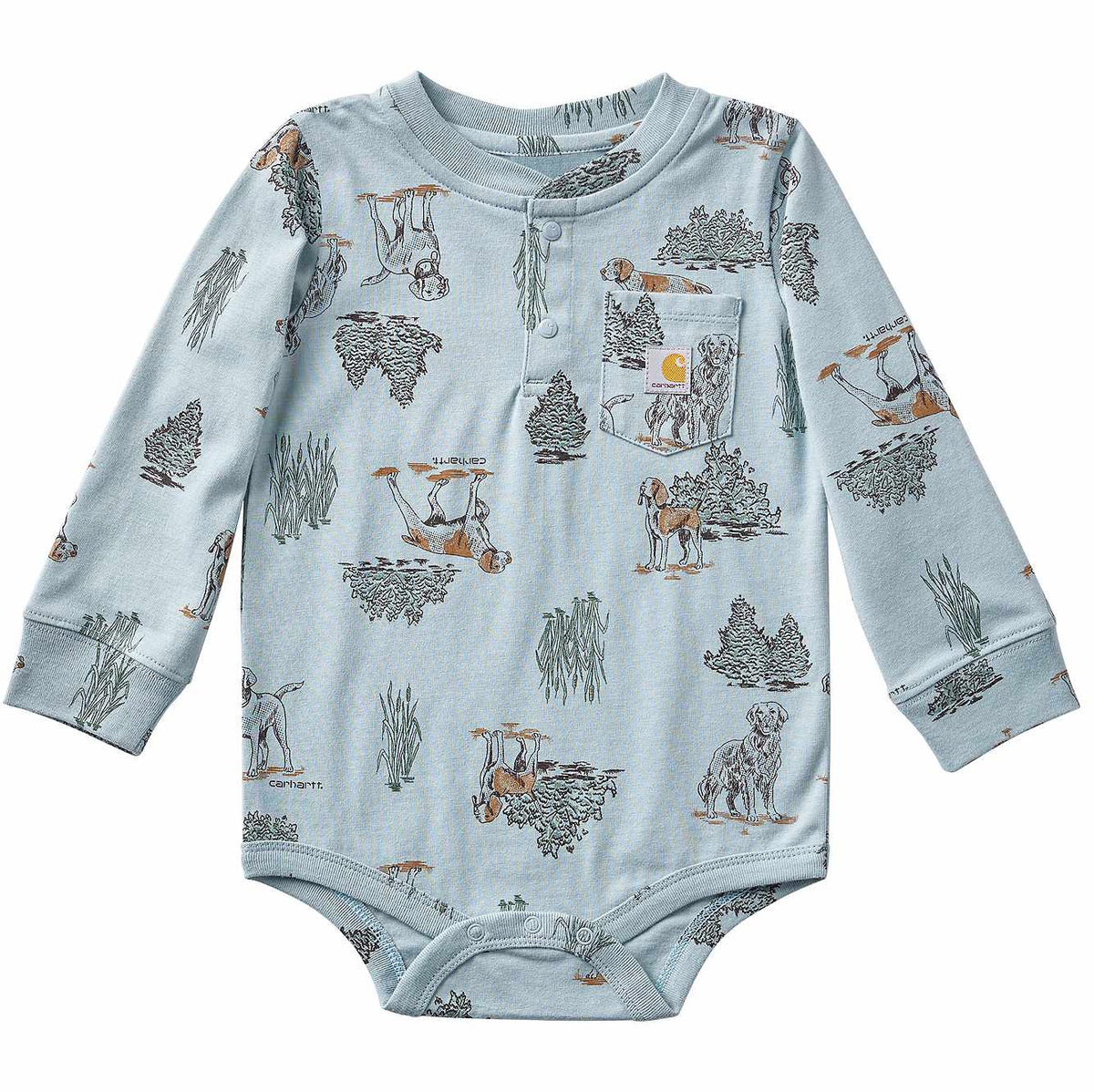 Boys' Long Sleeve Printed Henley Bodysuit (Baby)