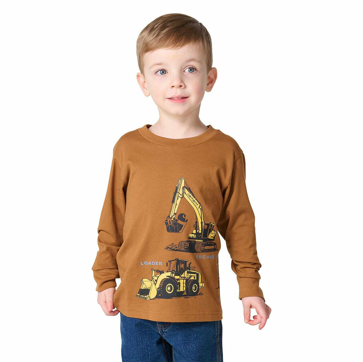 Boys' Long Sleeve Construction Vehicle T-Shirt (Toddler/Child)
