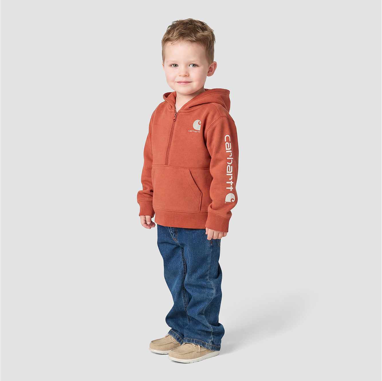 Boys' Long Sleeve Half-Zip Hooded Logo Sweatshirt (Baby/Toddler)
