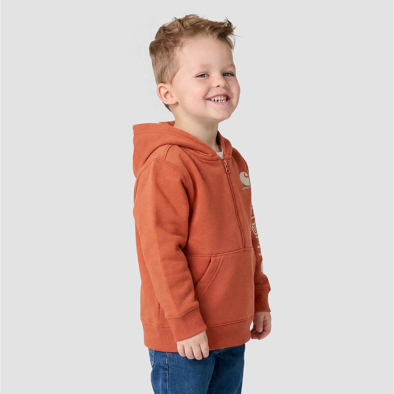 Boys' Long Sleeve Half-Zip Hooded Logo Sweatshirt (Baby/Toddler)
