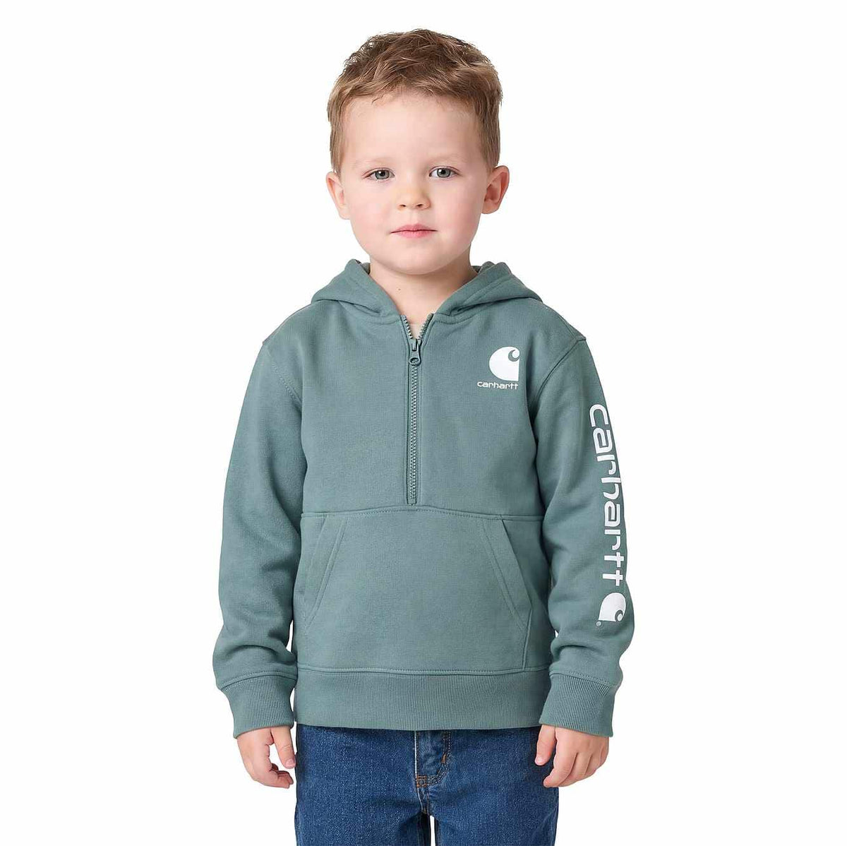 Boys' Long Sleeve Half-Zip Hooded Logo Sweatshirt (Baby/Toddler)