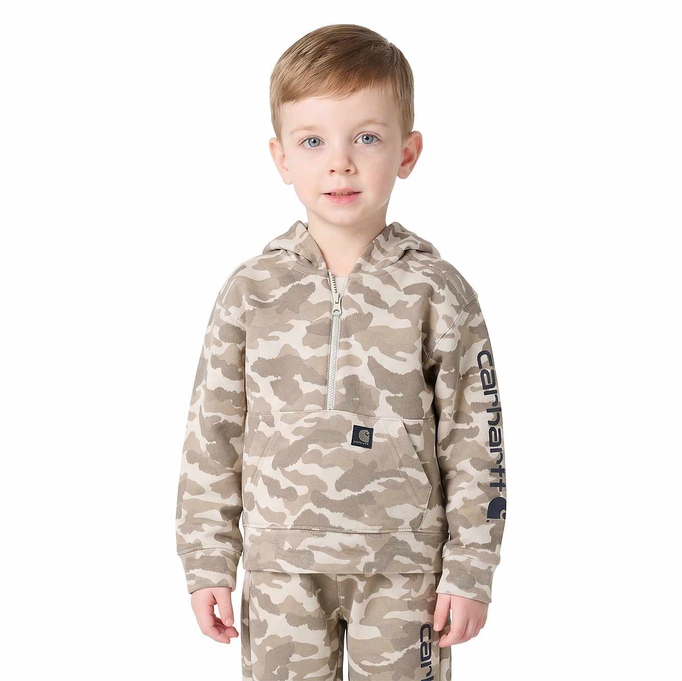 Boys' Long Sleeve Half-Zip Camo Logo Hooded Sweatshirt (Baby/Toddler)