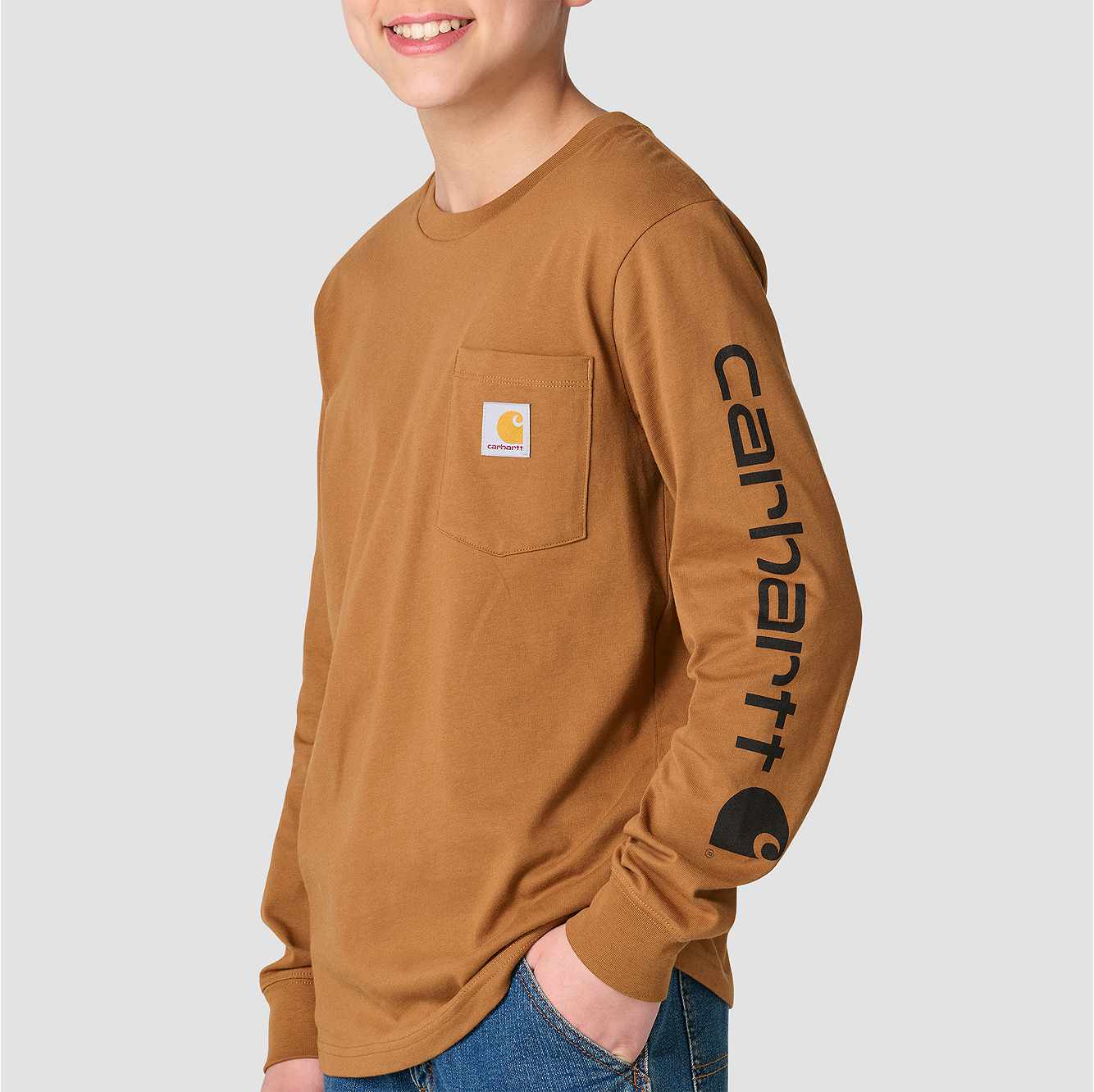 Boys' Long Sleeve Pocket Logo T-Shirt (Toddler/Child/Youth)