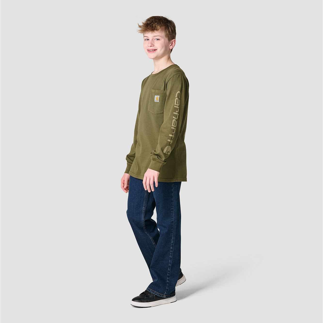 Boys' Long Sleeve Garment Dye Pocket T-Shirt (Toddler/Child/Youth)