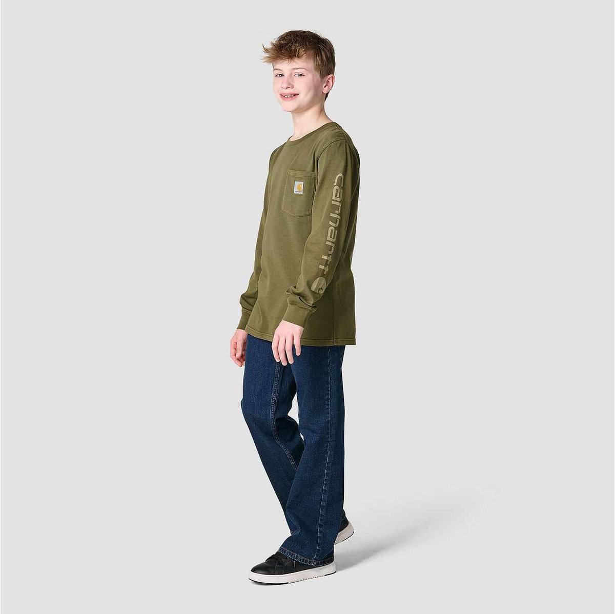 Boys' Long Sleeve Garment Dye Pocket T-Shirt (Toddler/Child/Youth)