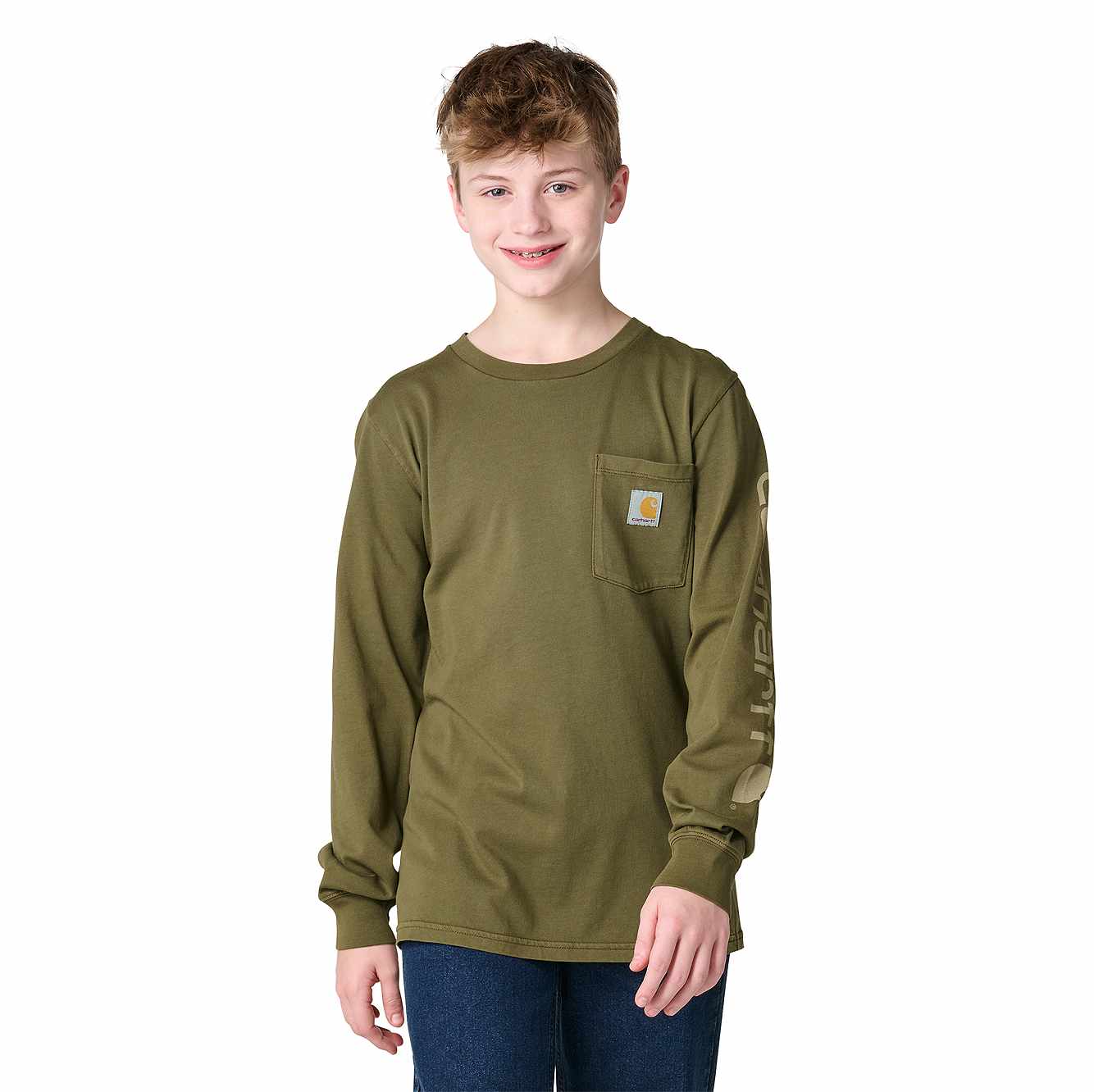 Boys' Long Sleeve Garment Dye Pocket T-Shirt (Toddler/Child/Youth)