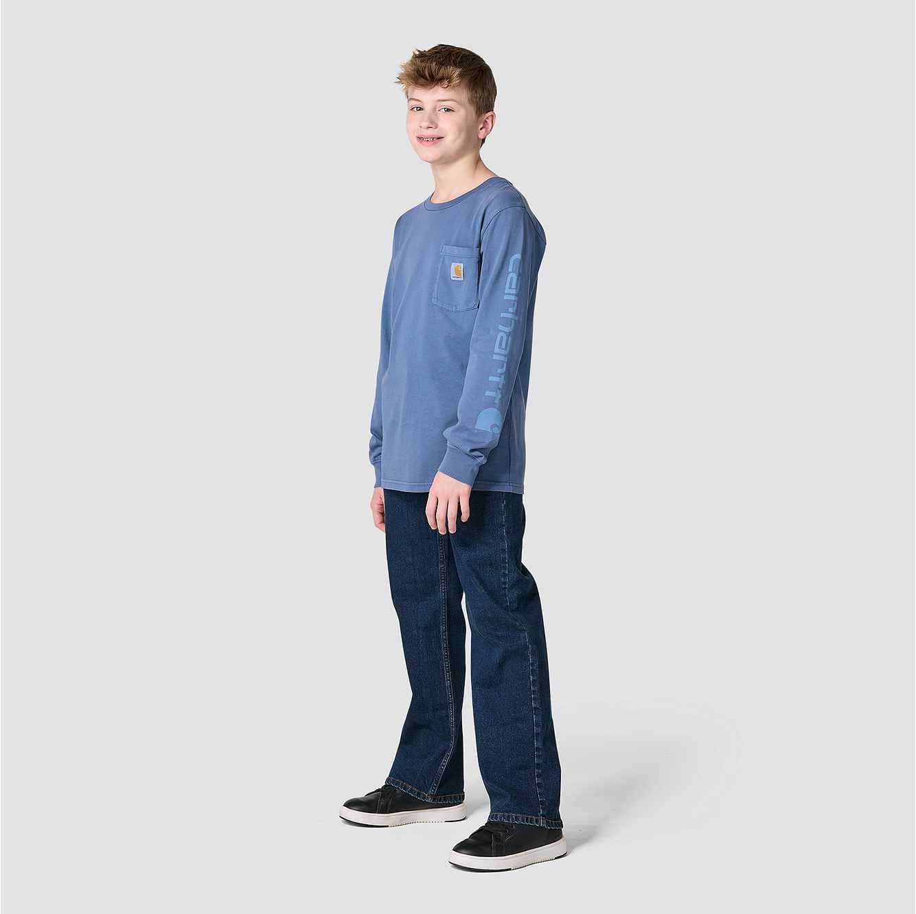 Boys' Long Sleeve Garment Dye Pocket T-Shirt (Toddler/Child/Youth)
