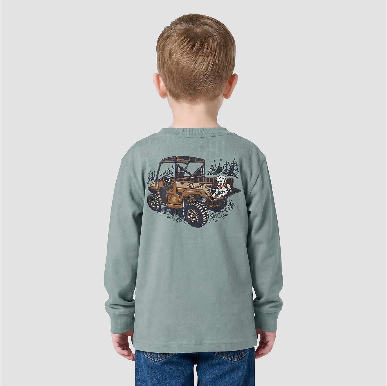 Boys' Long Sleeve Utility Vehicle Pocket T-Shirt (Toddler/Child/Youth)