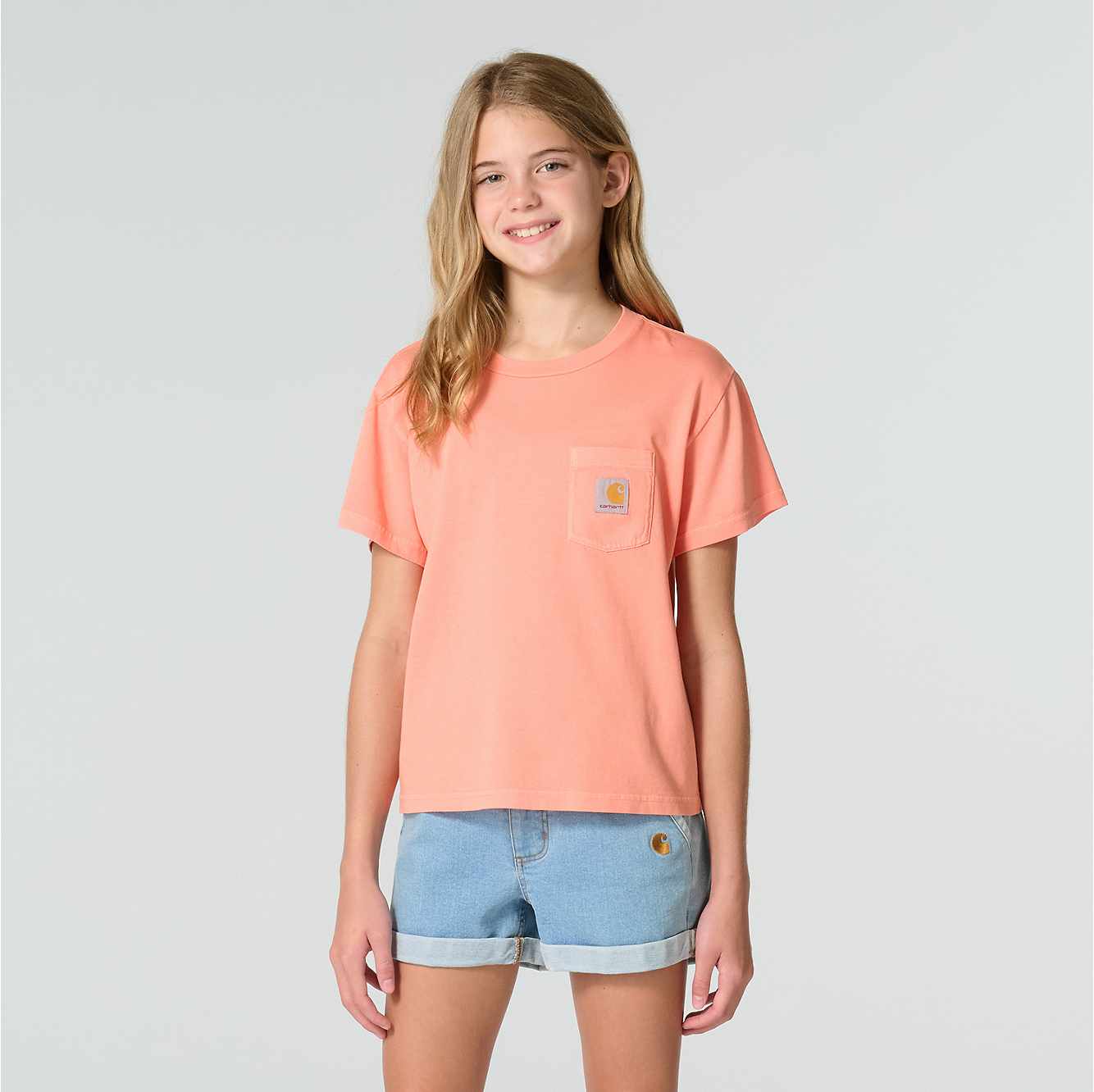 Girls' Short Sleeve Re-Engineered Garment Dye Pocket T-Shirt (Child/Toddler/Youth)