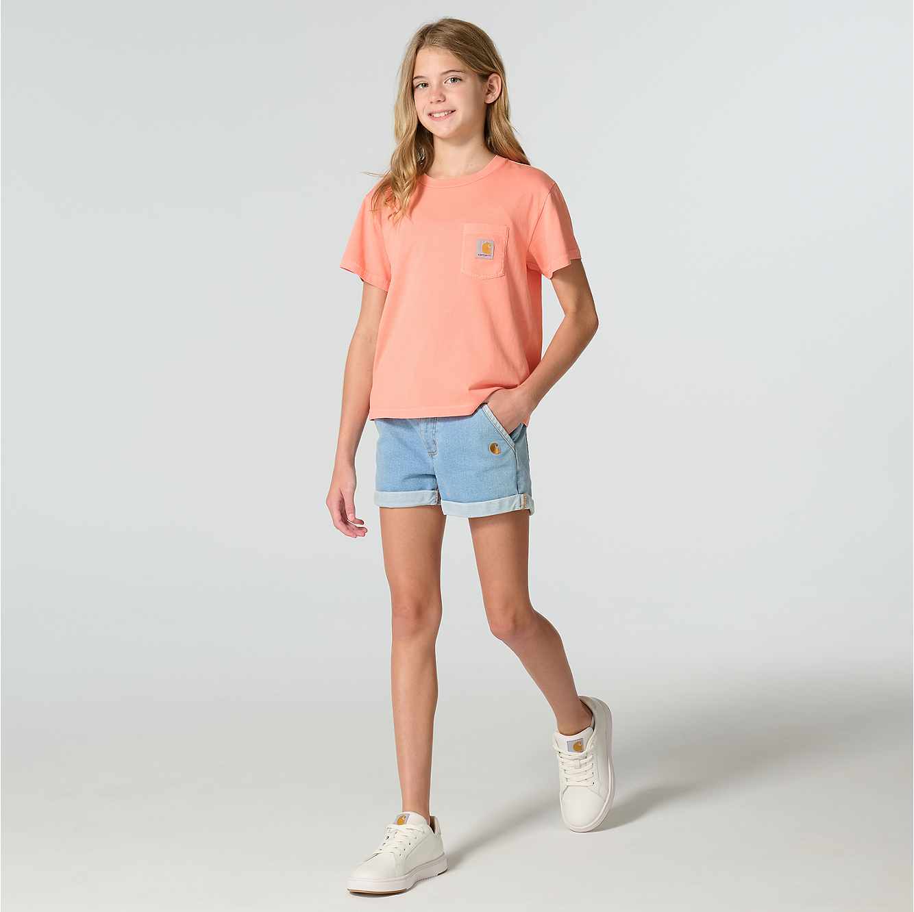 Girls' Short Sleeve Re-Engineered Garment Dye Pocket T-Shirt (Child/Toddler/Youth)