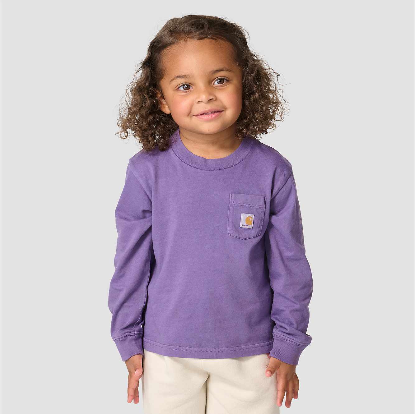 Girls' Long Sleeve Garment Dyed Pocket T-Shirt (Toddler/Child/Youth)