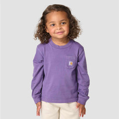 Girls' Long Sleeve Garment Dyed Pocket T-Shirt (Toddler/Child/Youth)