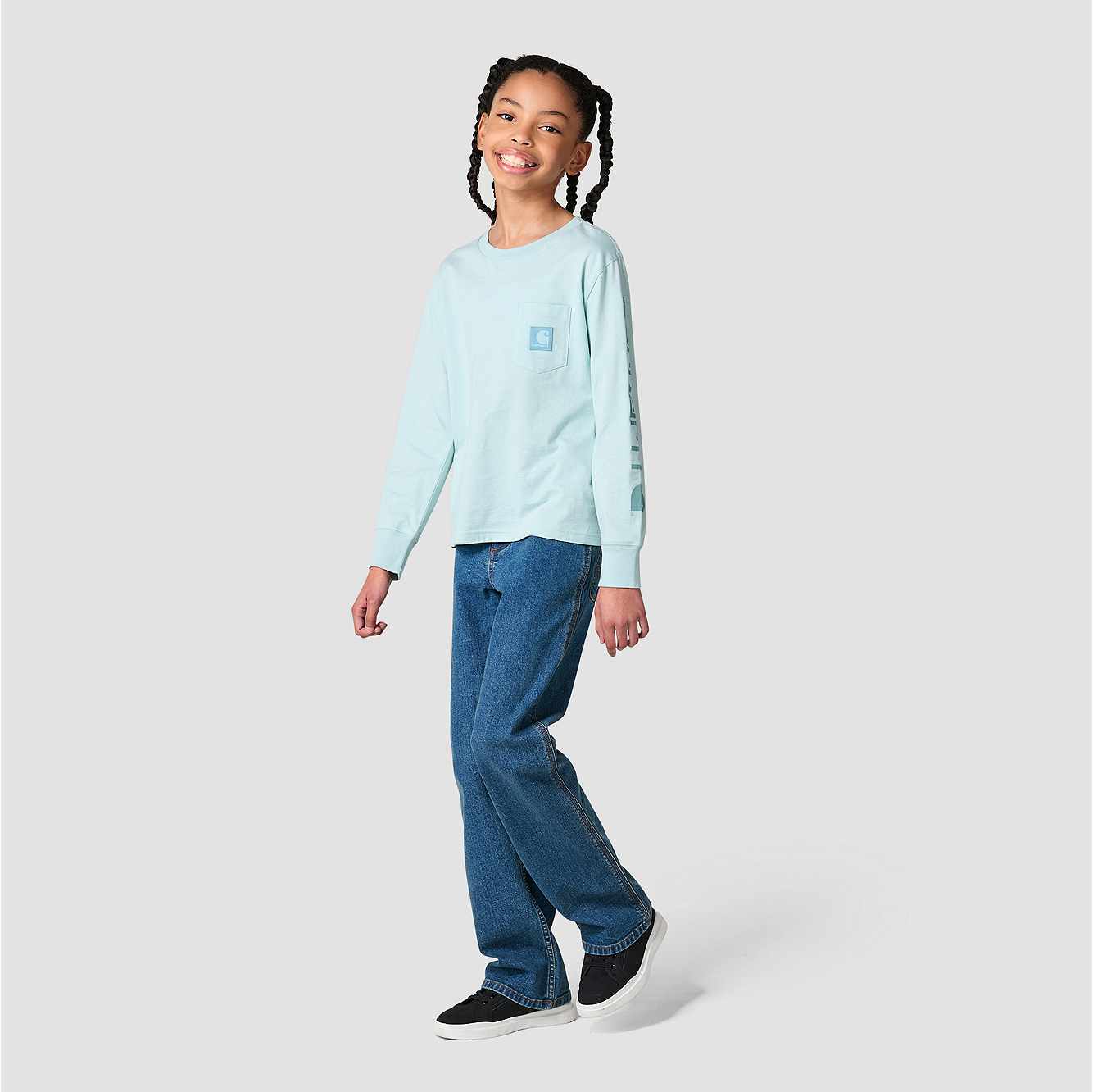 Girls' Long Sleeve Tonal Patch Pocket T-Shirt (Toddler/Child/Youth)