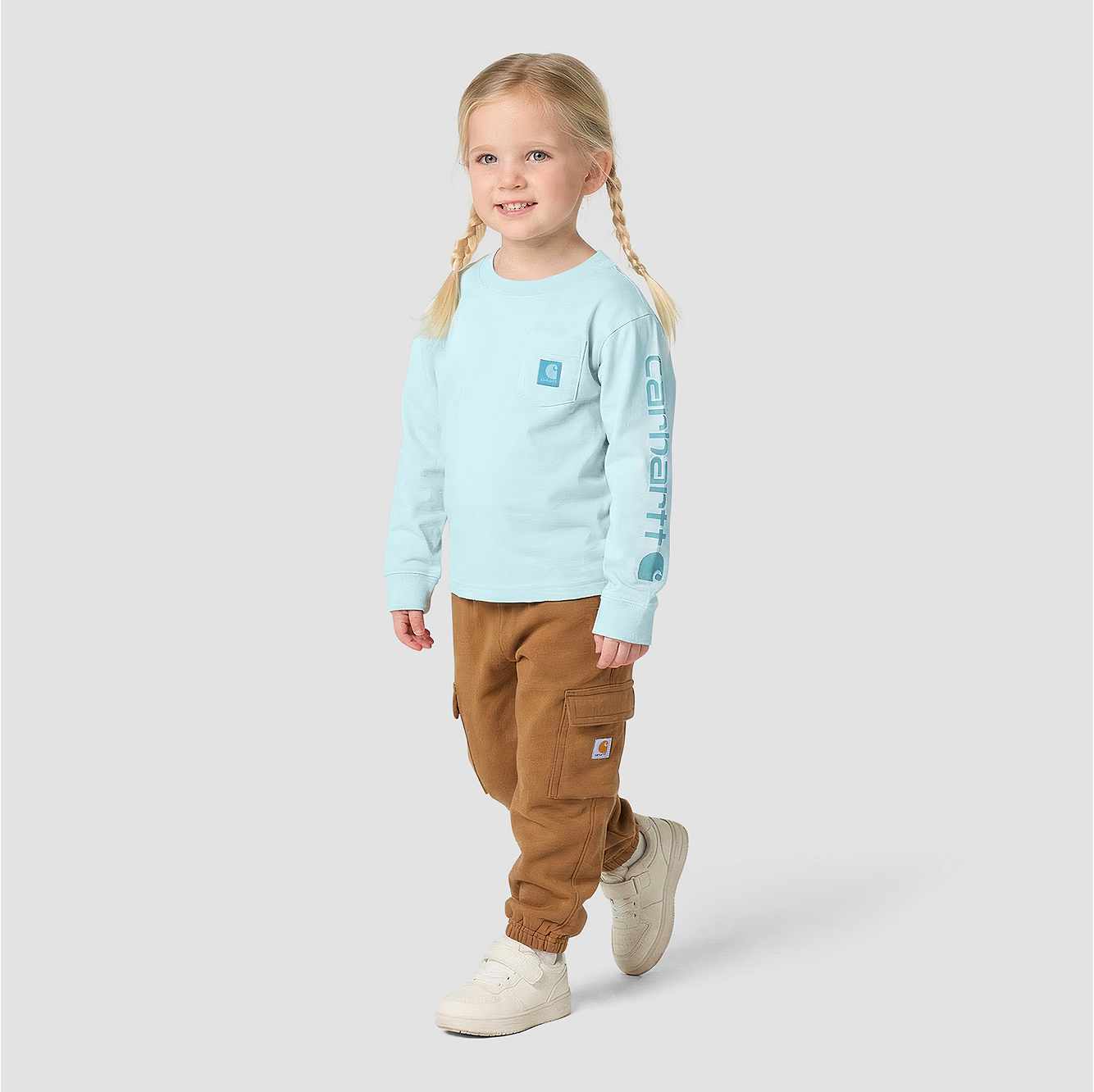 Girls' Long Sleeve Tonal Patch Pocket T-Shirt (Toddler/Child/Youth)