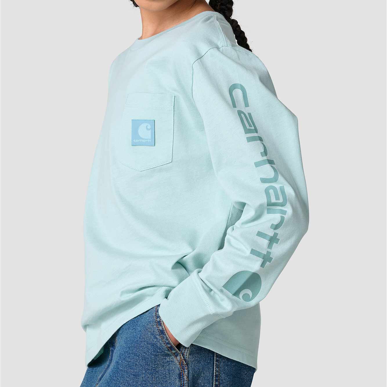 Girls' Long Sleeve Tonal Patch Pocket T-Shirt (Toddler/Child/Youth)