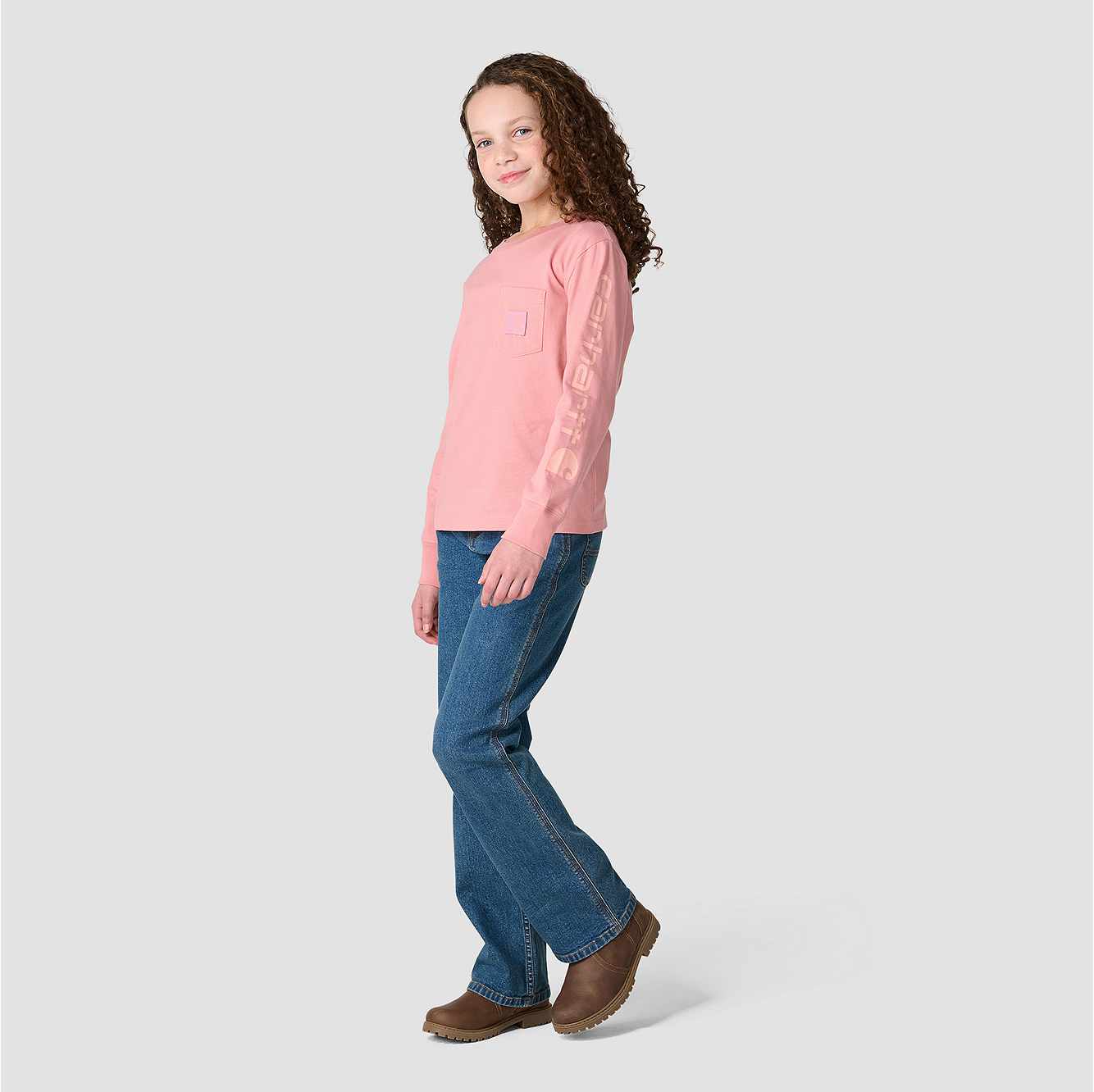 Girls' Long Sleeve Tonal Patch Pocket T-Shirt (Toddler/Child/Youth)