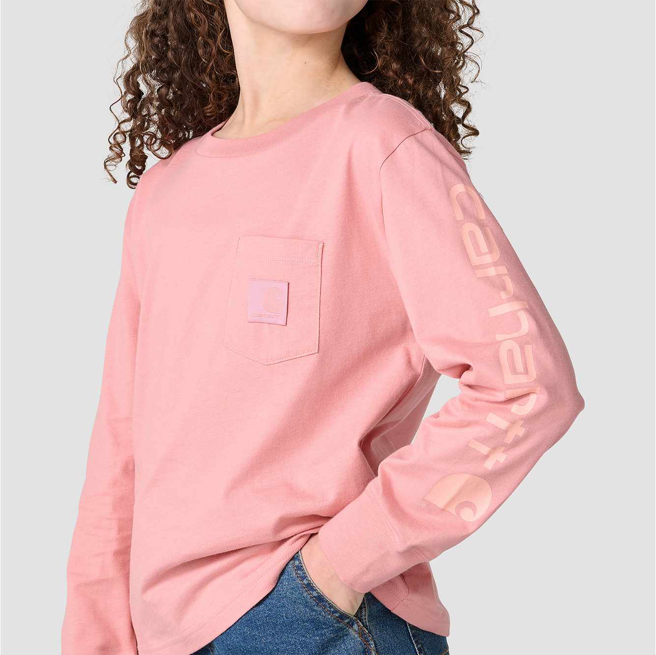 Girls' Long Sleeve Tonal Patch Pocket T-Shirt (Toddler/Child/Youth)