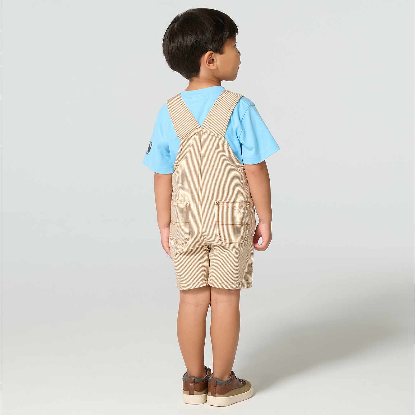 Boys' 2-Piece Short Sleeve T-shirt & Brown Stripe Shortall Set (Toddler)