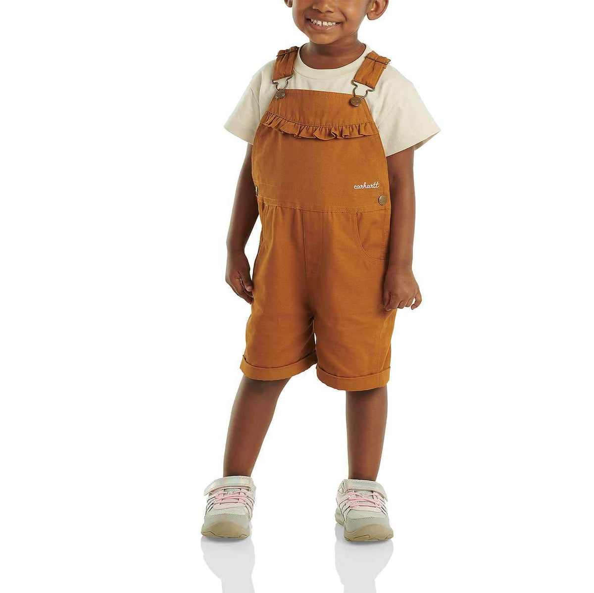 Girls' Canvas Ruffle Front Shortall (Baby/Toddler)