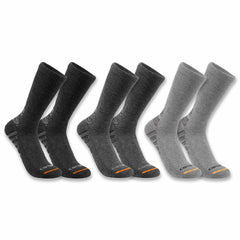 Midweight Synthetic-Cotton Blend Crew Sock 3-Pack