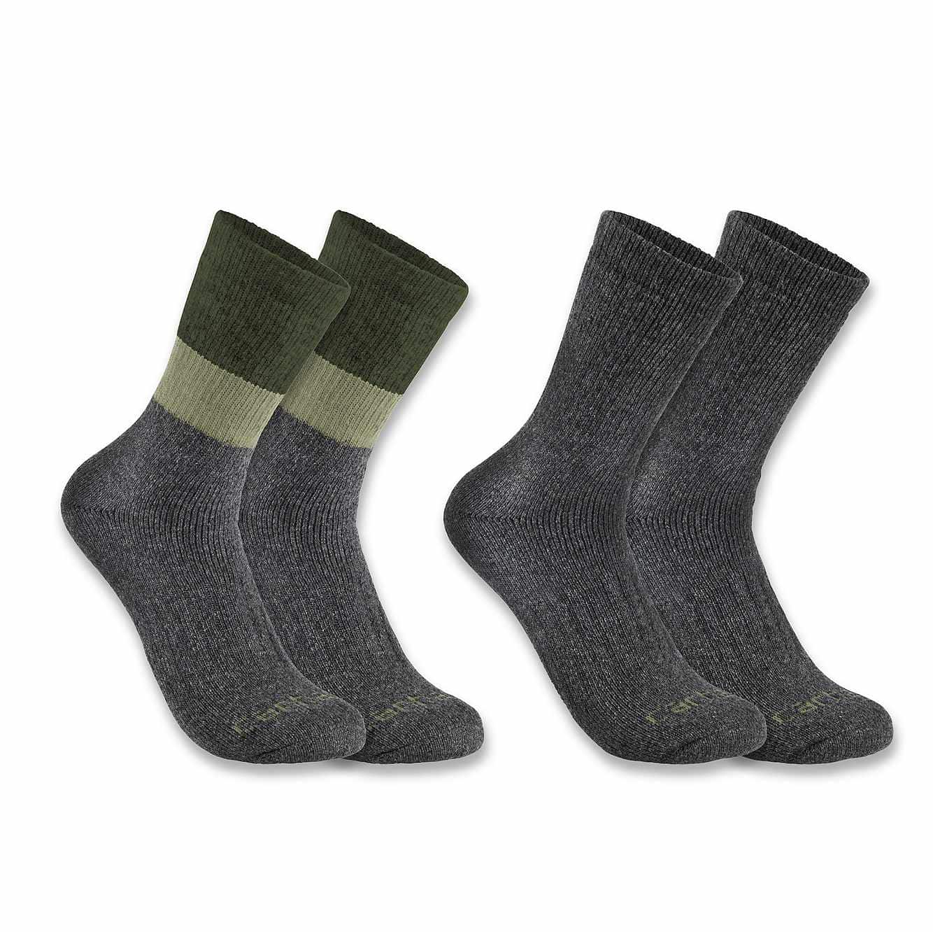 Midweight Synthetic-Wool Blend Colorblock Crew Sock 2-Pack