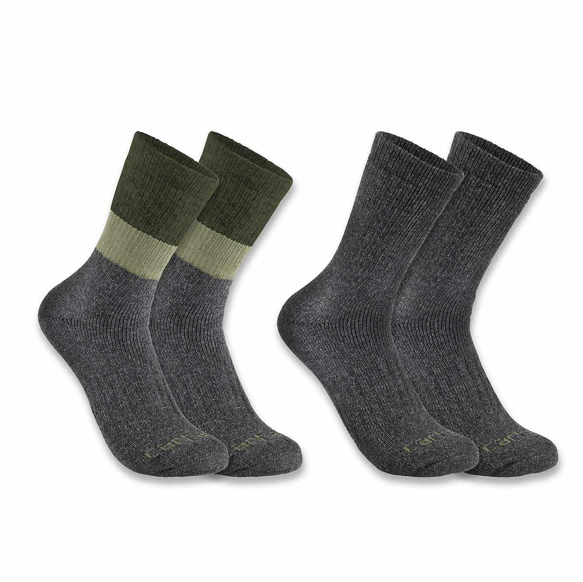 Midweight Synthetic-Wool Blend Colorblock Crew Sock 2-Pack