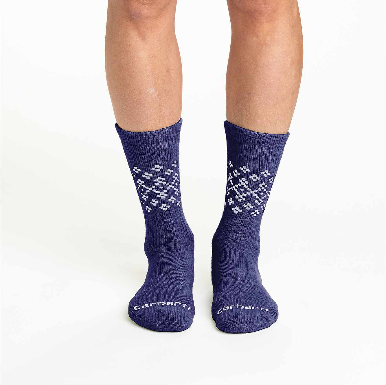 Women's Midweight Synthetic-Wool Blend Fairisle Crew Sock 2-Pack