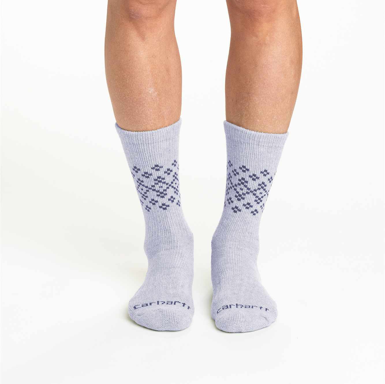 Women's Midweight Synthetic-Wool Blend Fairisle Crew Sock 2-Pack