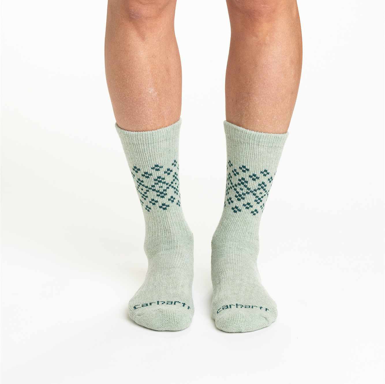 Women's Midweight Synthetic-Wool Blend Fairisle Crew Sock 2-Pack